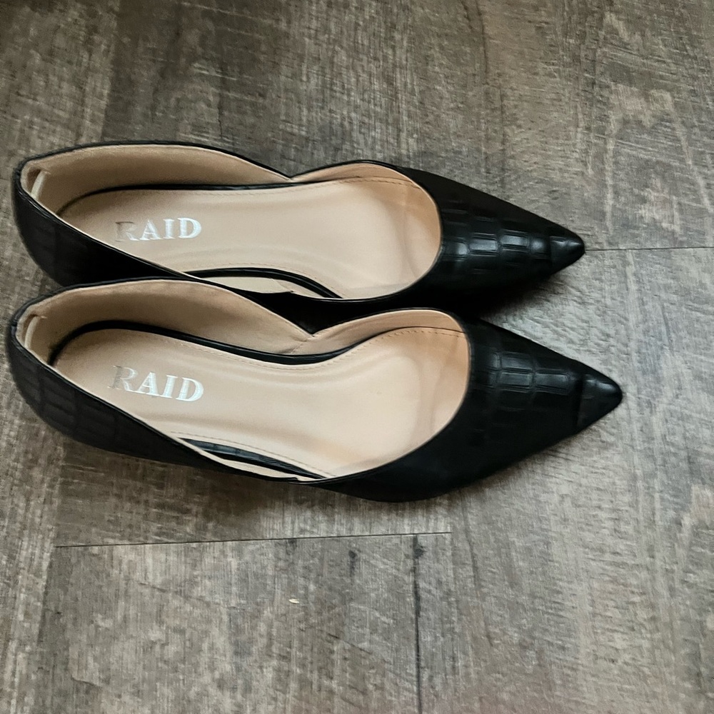 ASOS RAID Harvey two part flat shoes in black croc